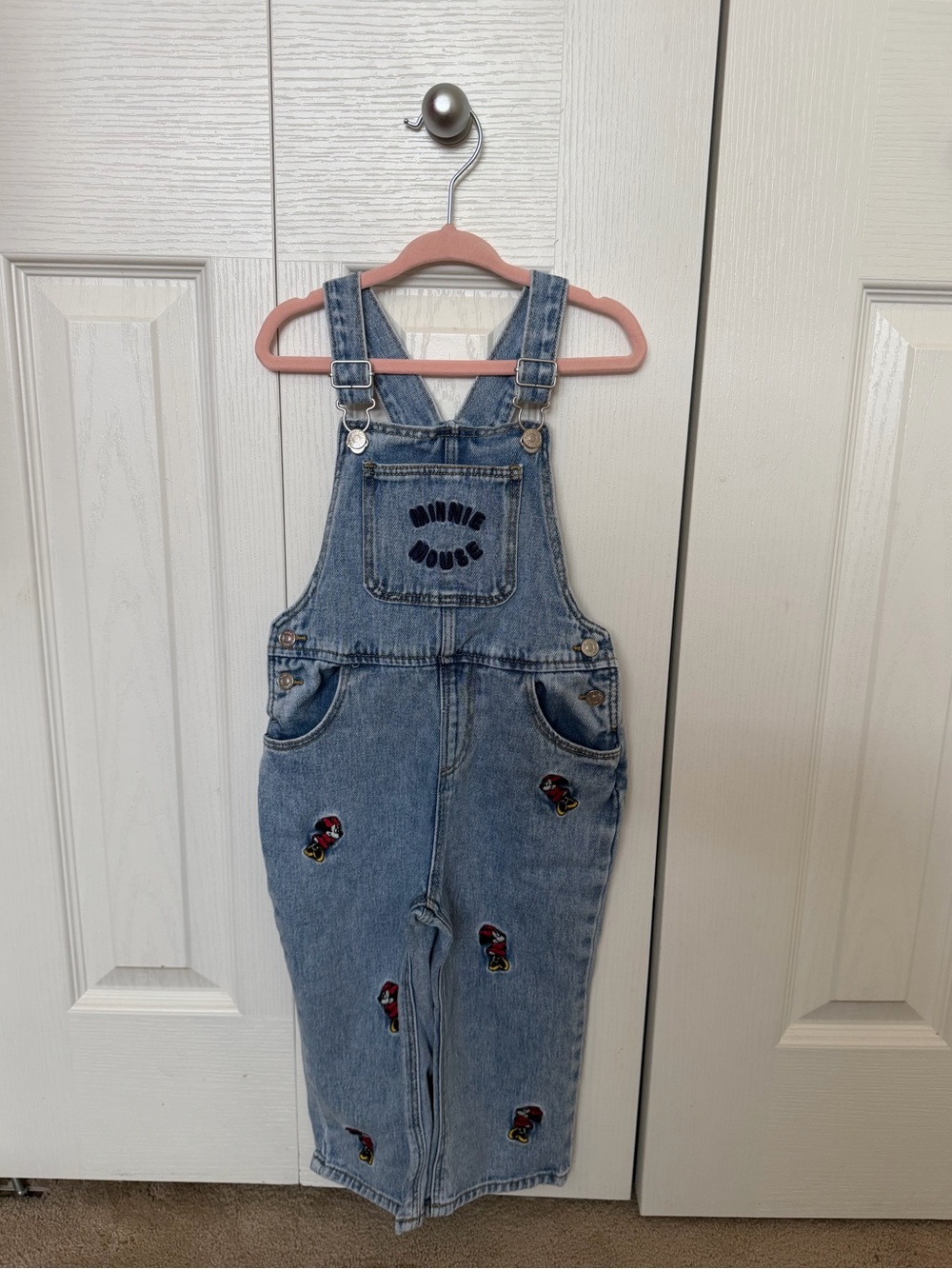 Zara Light Blue Denim Kids Overalls with Character Patches